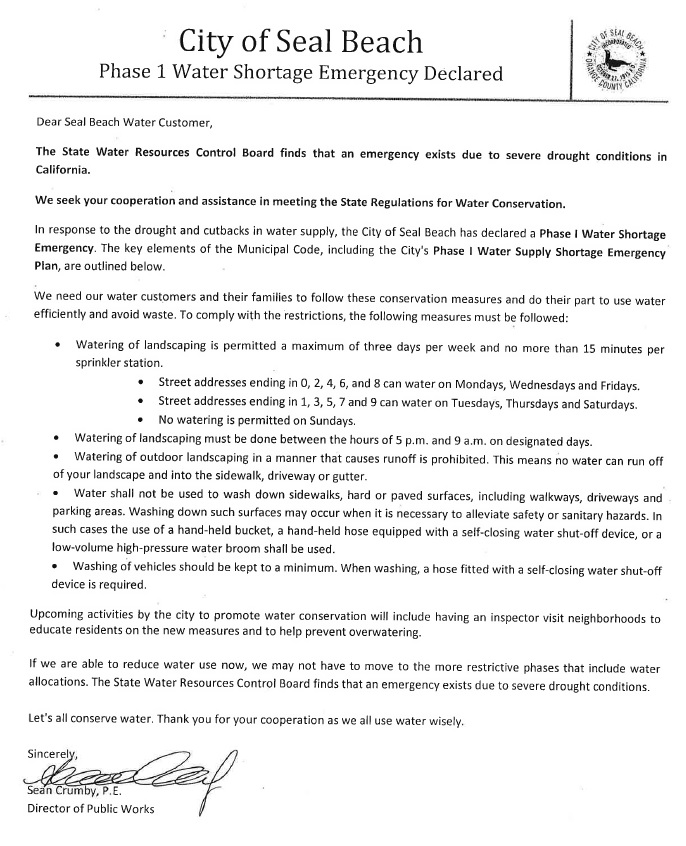 City of Seal Beach > Departments > Public Works > Drought 2014